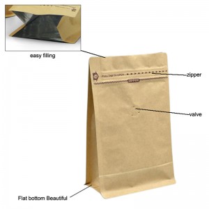 προσαρμοσμένη πλατεία επίπεδη μπλοκ βάση βάσης kraft πλαστική τσάντα πλαστική τσέπη με φερμουάρ σχήμα θήκη επίπεδη κάτω συσκευασία τσάντα